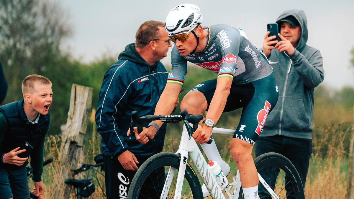 VIDEO: Pariis-Roubaix' võitjat Mathieu van der Poeli üritati alatute võtetega rivist välja lüüa