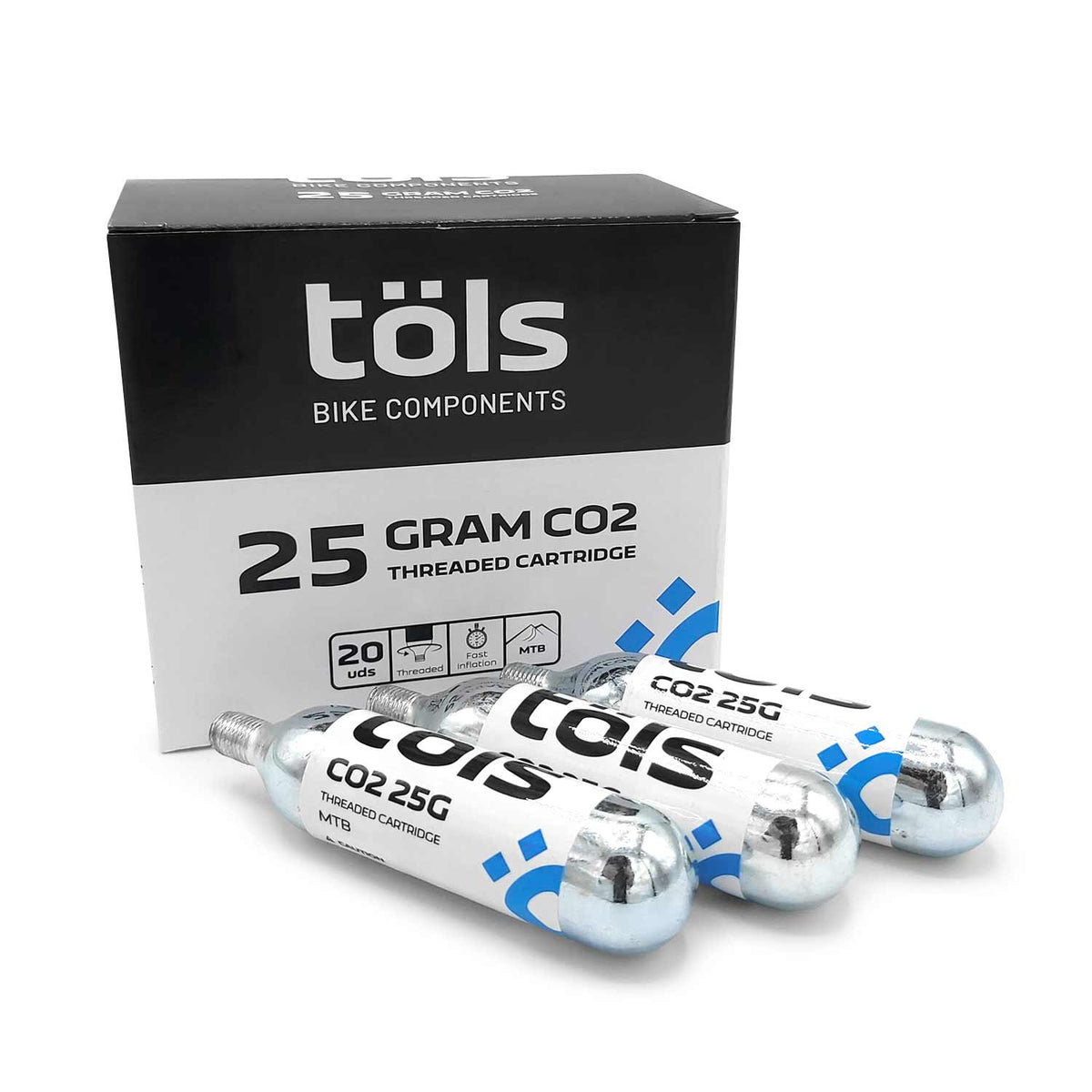 CO2-pullo, kierreliitäntä (Töls), 25 g